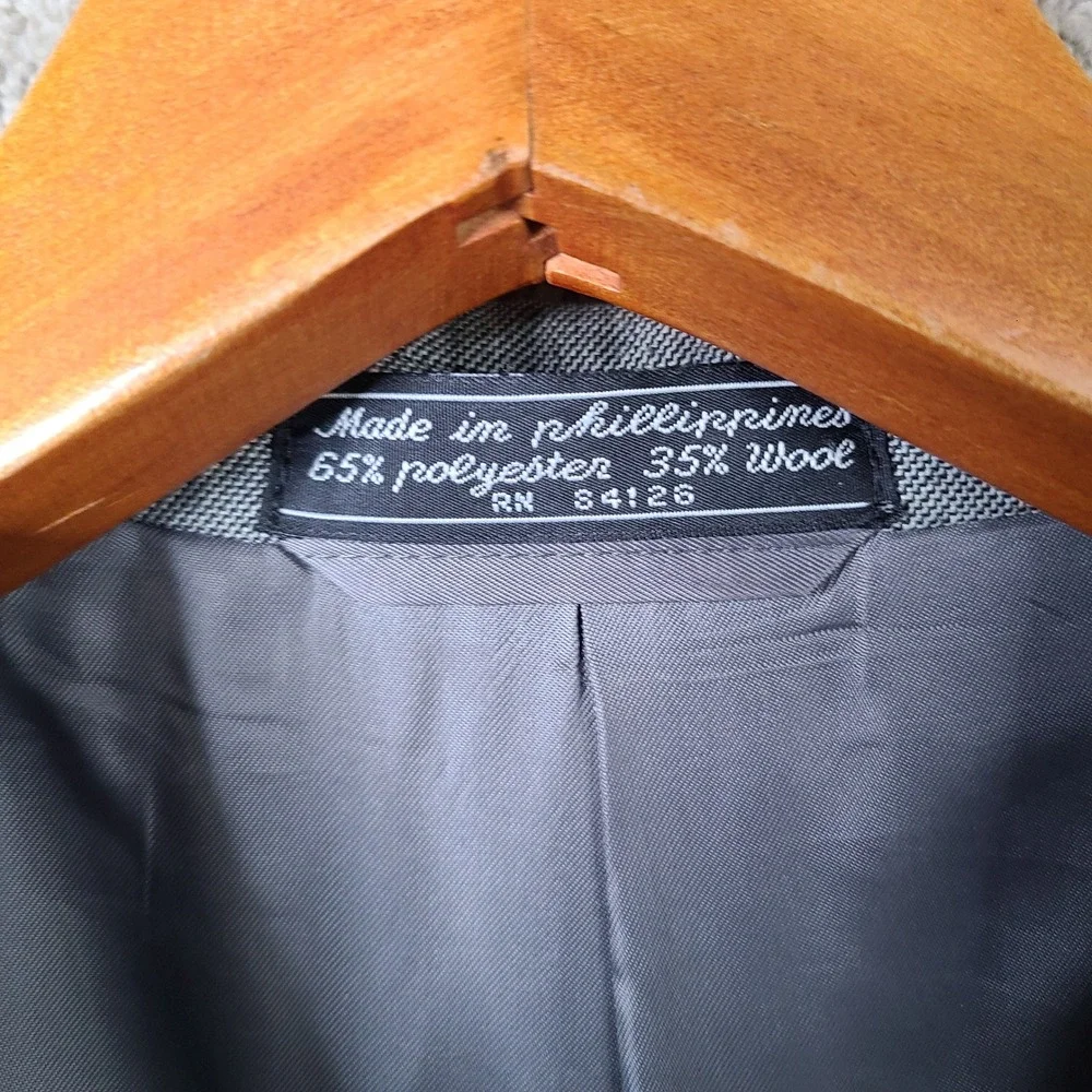Egon Von Furstenberg Jacket Mens 44L Gray Blazer Double Breasted Wool Blend VTG